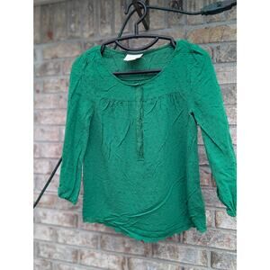 MAEVE Women's Green 3/4 button front, 3/4 sleeve, scalloped bottom edge Size 0